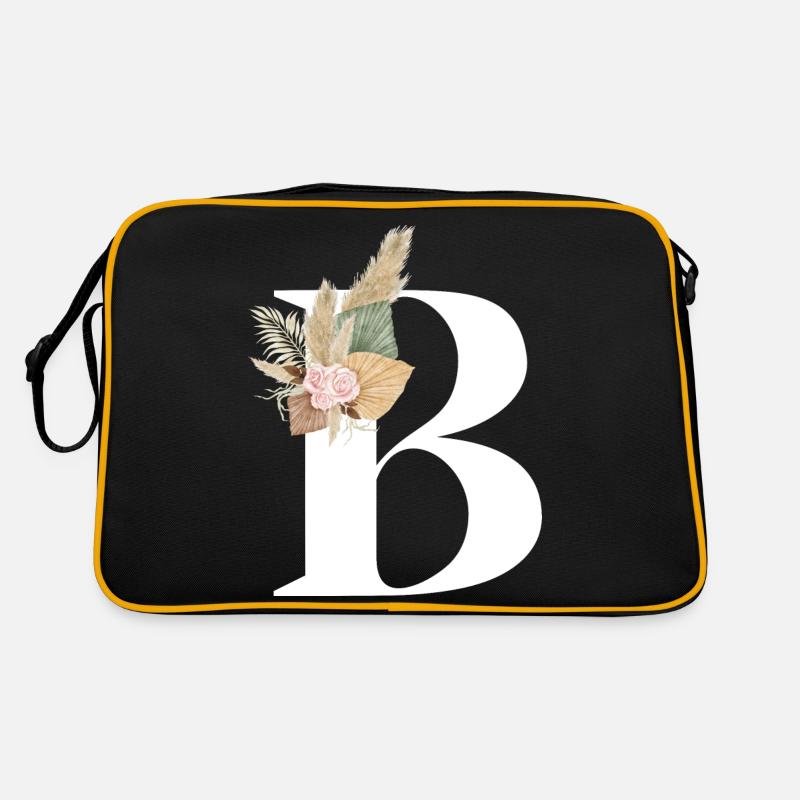 lettre B fleuris - Sac Retro - noir/or