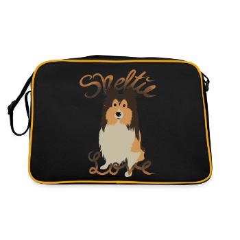 Sheltie-Love Comic Dog Shetland Sheepdog Cute - Retro Bag - black/gold - Back
