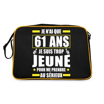 je n ai que 61 ans / humour anniversaire 61 ans - Sac Retro - noir/or - Dos