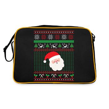 Weihnachtsmann, Weihnachtsgeschenk - Retro Tasche - Schwarz/Gold - Hinten