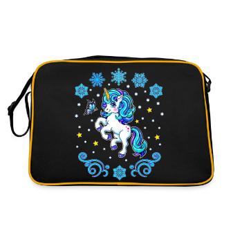 Licorne bleue hiver 2022 avec flocons de neige - Sac Retro - noir/or - Dos
