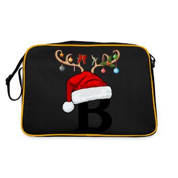 Brief B Weihnachtsmütze - Retro Tasche - Schwarz/Gold - Hinten