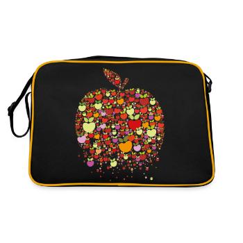 Apfel - Retro Tasche - Schwarz/Gold - Hinten