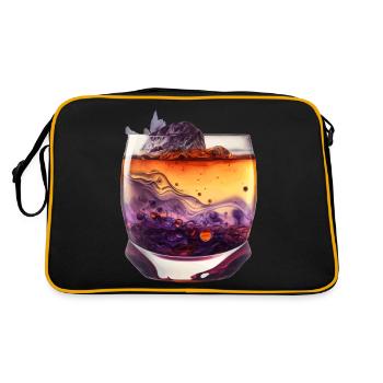 Whiskey Glas Geschenk - Retro Tasche - Schwarz/Gold - Hinten