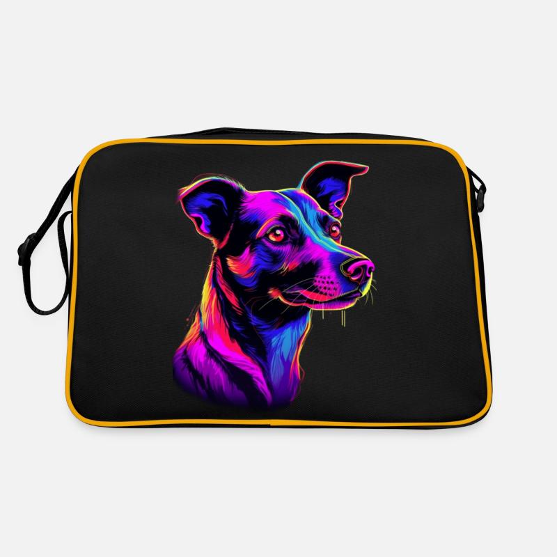 Jack Russell Synthwave Geschenk - Retro Tasche - Schwarz/Gold