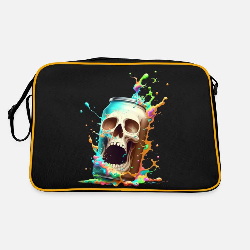 Bierdose Totenkopf Explosion Retro Tasche