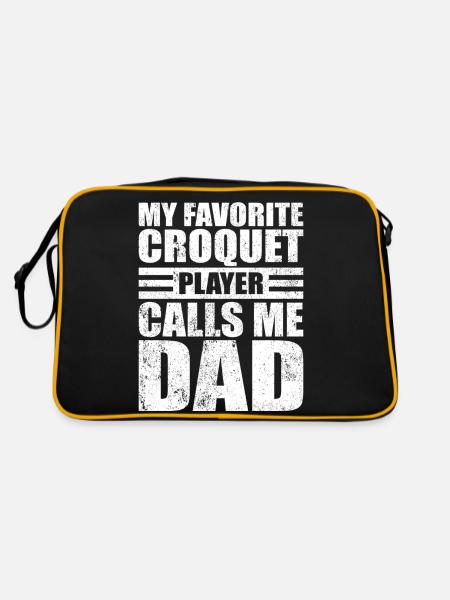 Mon joueur de croquet préféré m’appelle papa père d - Sac Retro - noir/or - Dos