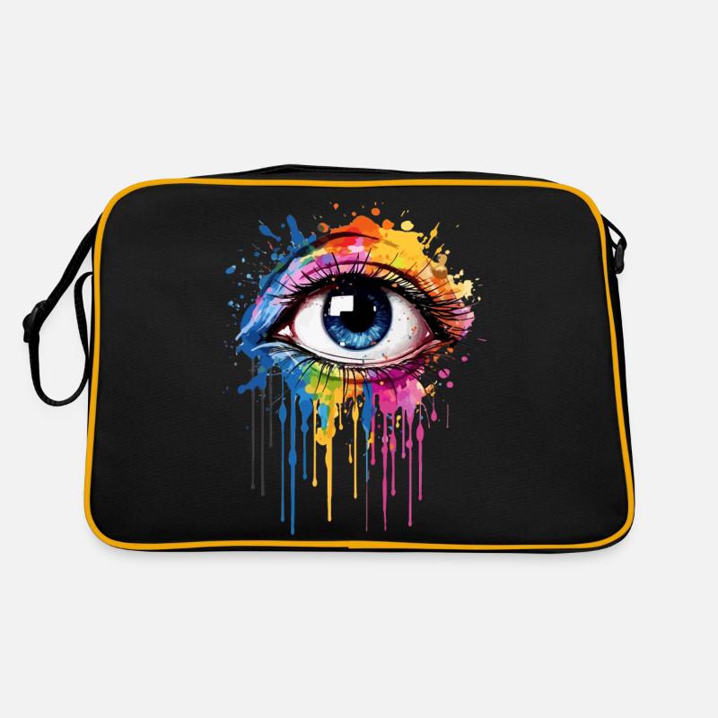 Ausdrucksstarkes Regenbogenauge - Retro Tasche - Schwarz/Gold