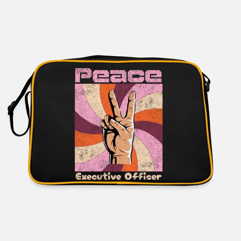 Friede. Hippie-Lebensstil - Retro Tasche - Schwarz/Gold