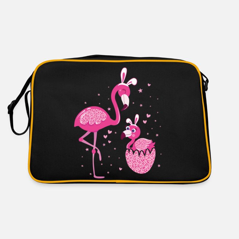 Flamant rose de Pâques Maman et enfant adorent l’imprimé léopard Sac Retro
