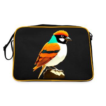 Bunter Vogel - Retro Tasche - Schwarz/Gold - Hinten