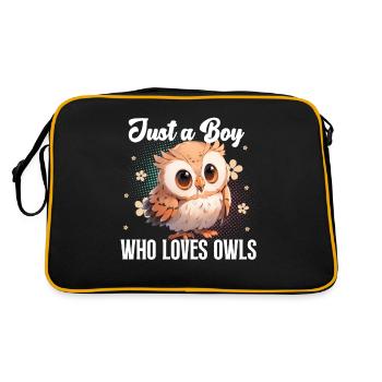 Eule Eulen - Retro Tasche - Schwarz/Gold - Hinten