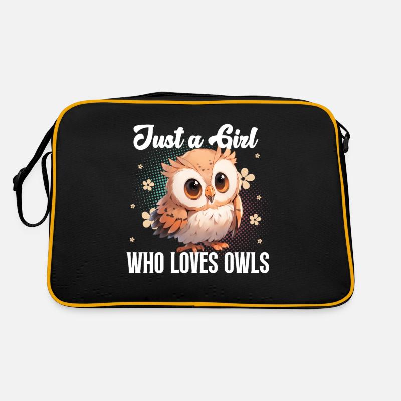 Eule - Retro Tasche - Schwarz/Gold