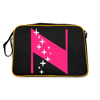 Buchstabe N Glitzer - Retro Tasche - Schwarz/Gold - Hinten