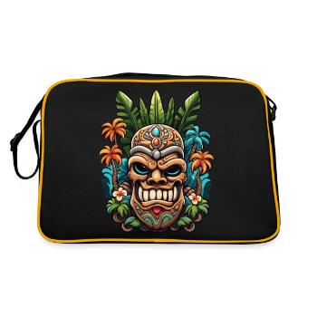 Tiki / Hawaï / Tropical / Île / Culture / Logo - Sac Retro - noir/or - Dos