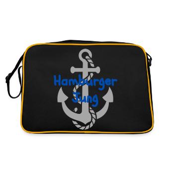 Hamburger Jung - Retro Tasche - Schwarz/Gold - Hinten