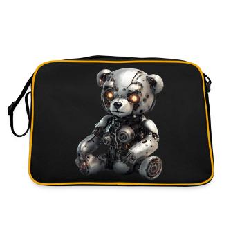Cyborg Teddybear - Retro Tasche - Schwarz/Gold - Hinten