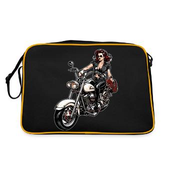 Motorrad Logo / Bike / Zweirad / Fahrzeug / Motors - Retro Tasche - Schwarz/Gold - Hinten