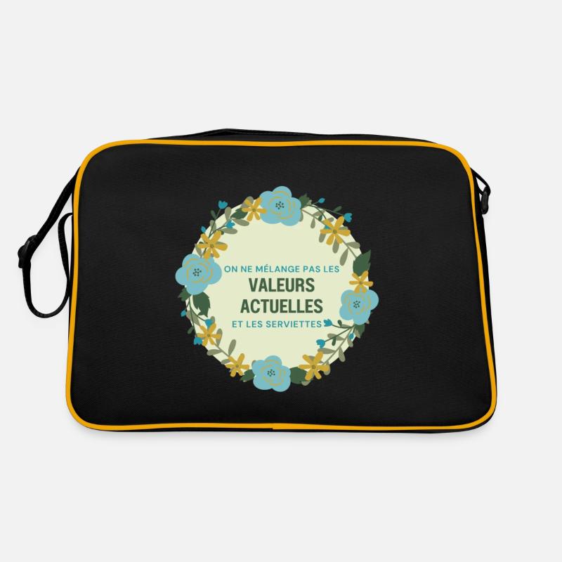 Aktuelle Werte und Handtücher - Retro Tasche - Schwarz/Gold