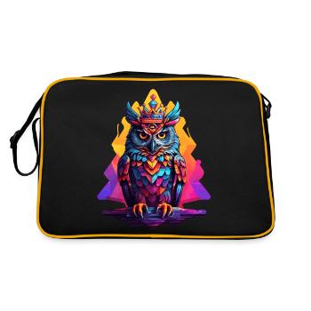Eule - Retro Tasche - Schwarz/Gold - Hinten
