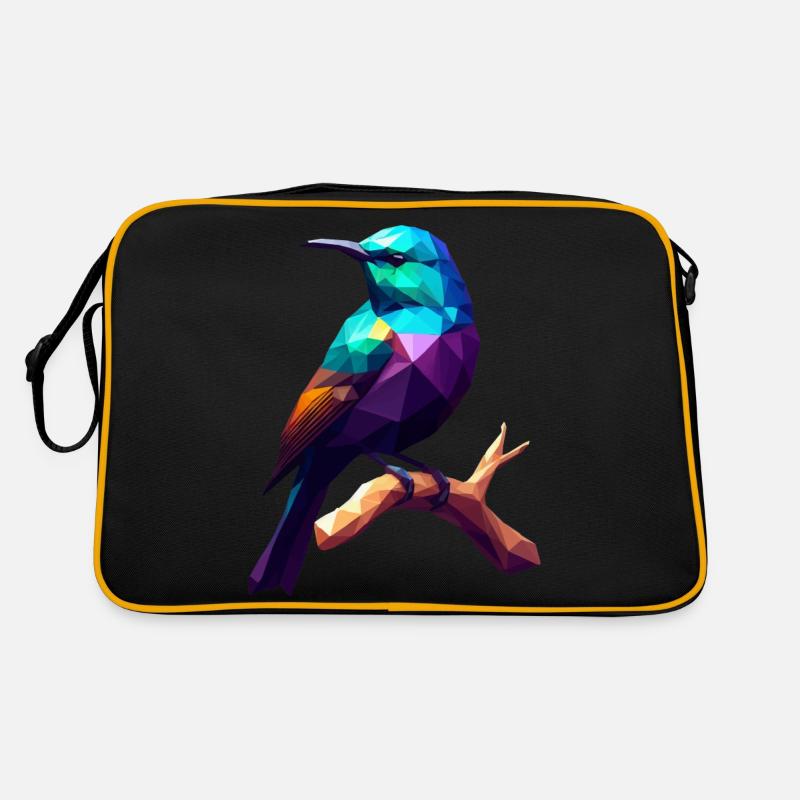 Oiseau abstrait sur branche, idée cadeau - Sac Retro - noir/or