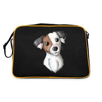 Jack Russell Pattern 8 - Retro Tasche - Schwarz/Gold - Hinten