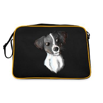 Jack Russell Pattern 5 - Retro Tasche - Schwarz/Gold - Hinten