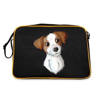 Jack Russell Pattern 2 2 - Retro Tasche - Schwarz/Gold - Hinten