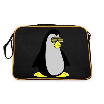 cool Pinguin 002 - Retro Tasche - Schwarz/Gold - Hinten