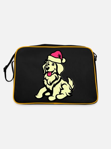 Chien Bande Dessinée Animal Noël - Sac Retro - noir/or - Dos
