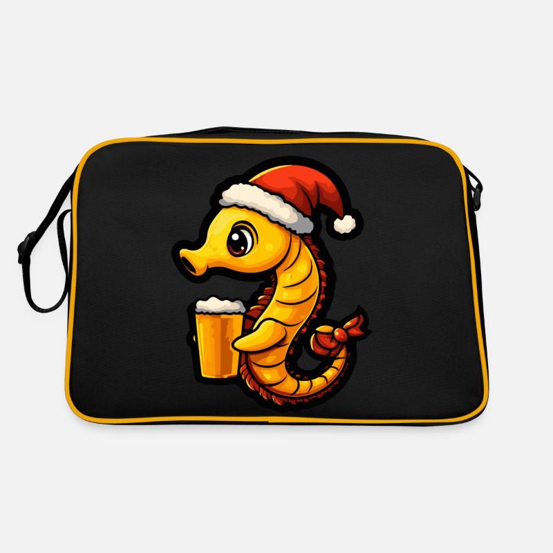 Seepferd Weihnachten Bier Retro Tasche