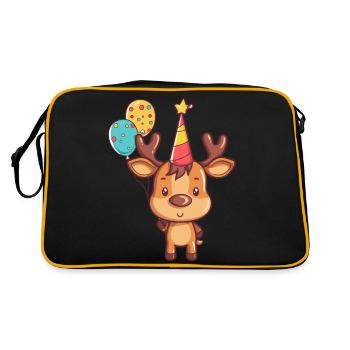 Elch Geburtstag Comic Niedlich - Retro Tasche - Schwarz/Gold - Hinten