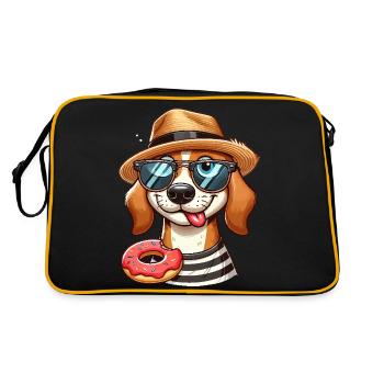 Chien avec un beignet - Sac Retro - noir/or - Dos