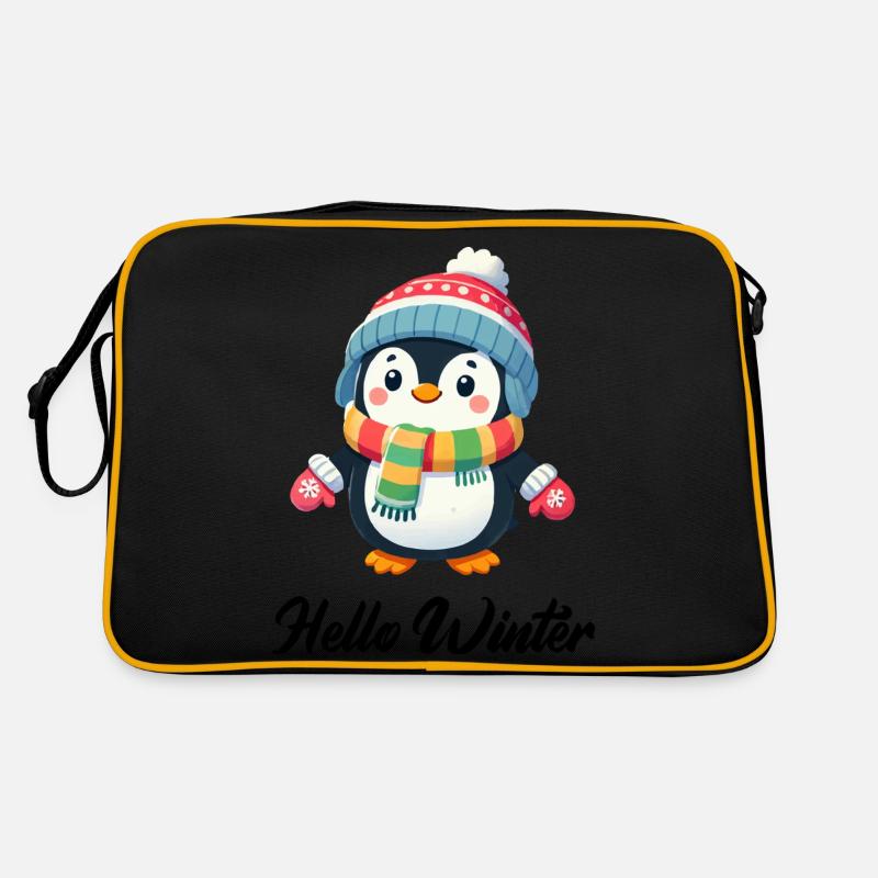 pinguin comic winter Retro Tasche
