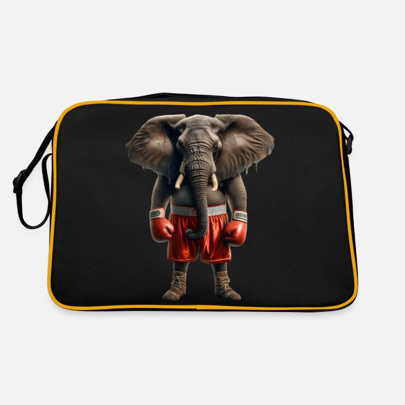 Elefant mit Boxhandschuhen Retro Tasche