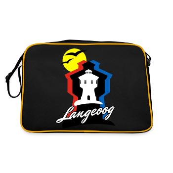 Langeoog Style mit Wasserturm - Retro Tasche - Schwarz/Gold - Hinten