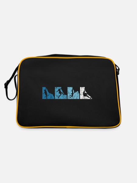 Bouldering Mountain Climbing Gift Mountaineering Retro - Retro Bag - black/gold - Back