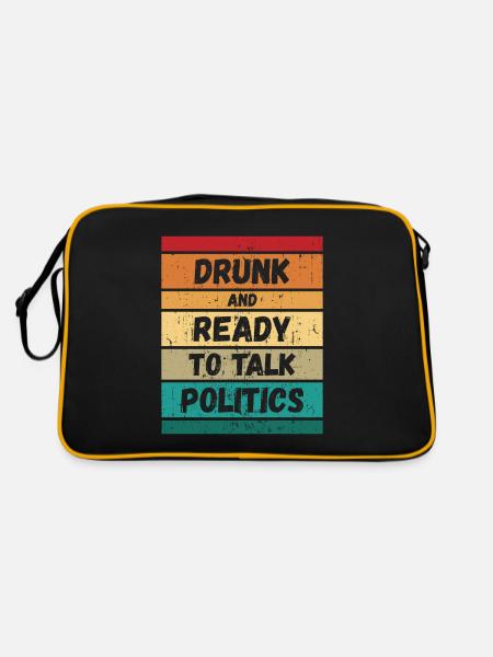 Ivre et prêt à parler politique - Sac Retro - noir/or - Dos