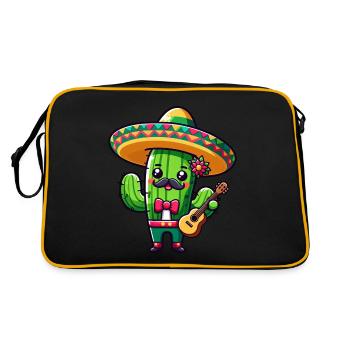 Cinco de Mayo Cactus Mariachi Guitarist - Retro Bag - black/gold - Back