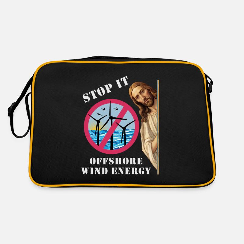 Offshore Windenergie Stopp Retro Tasche