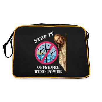 Offshore Windkraft Stopp - Retro Tasche - Schwarz/Gold - Hinten