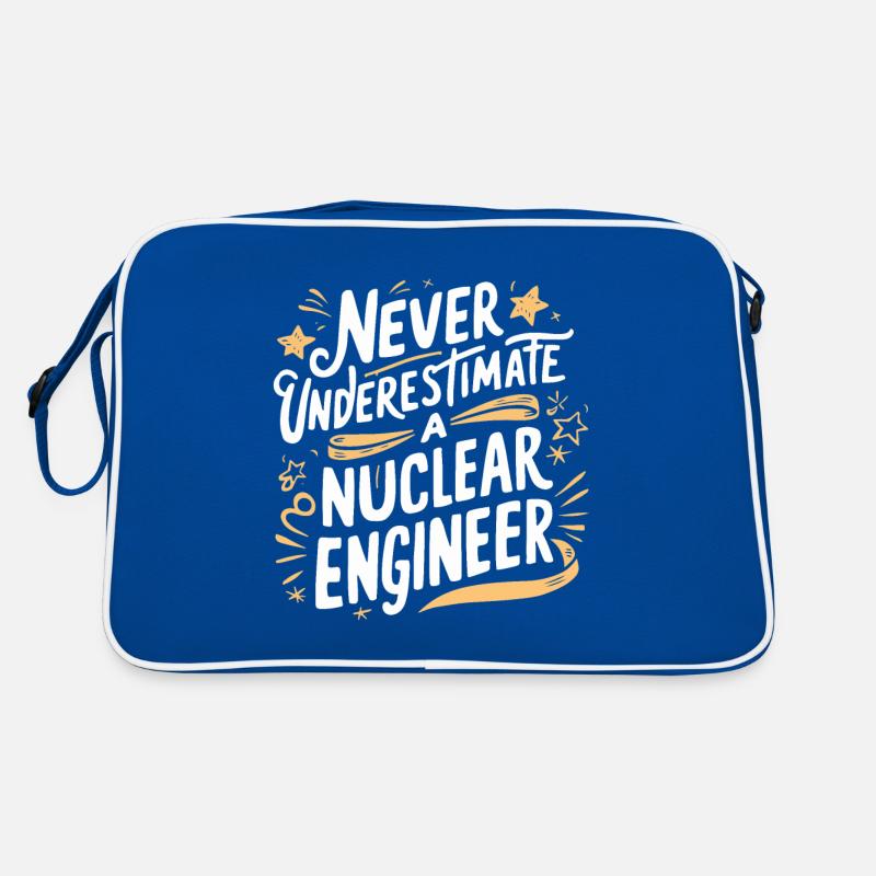 Unterschätze niemals einen Nuklearingenieur Retro Tasche