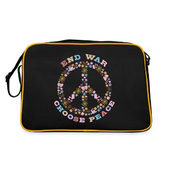 End war, Choose peace - Peace sign with flowers - Retro Bag - black/gold - Back