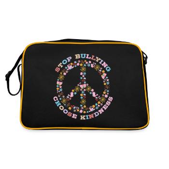 Stopp Mobbing, Wähle Freundlichkeit - Retro Tasche - Schwarz/Gold - Hinten