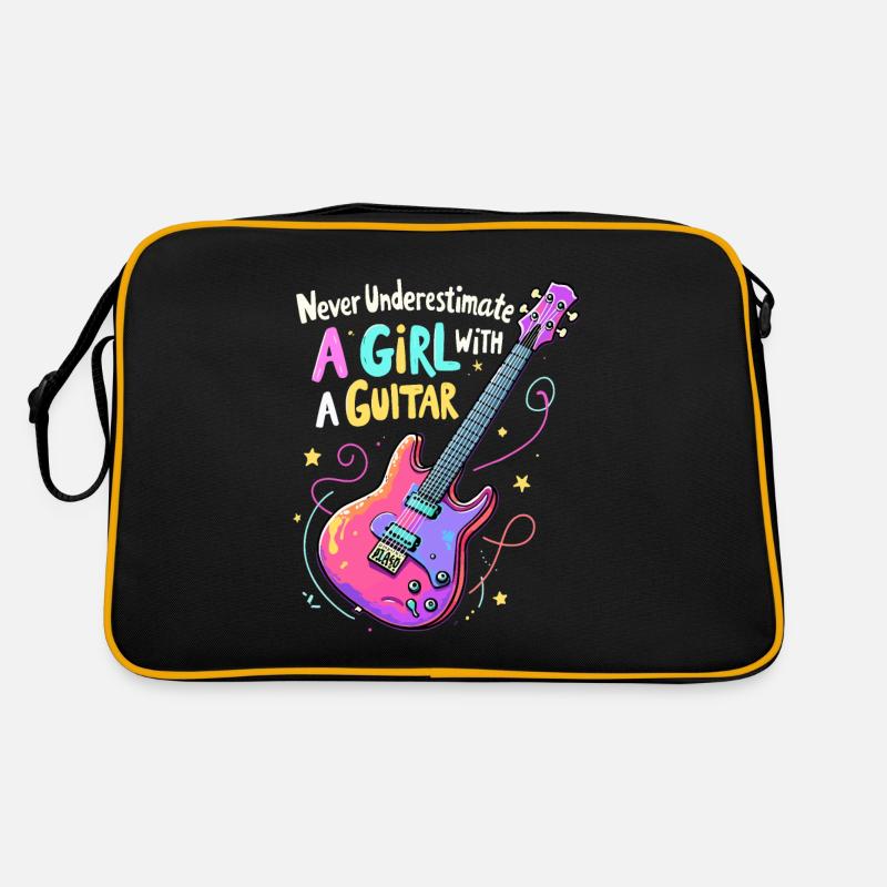 Fille avec la puissance de la guitare Sac Retro