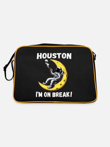 Houston Je fais une pause, astronaute se détend sur la lune - Sac Retro - noir/or - Dos