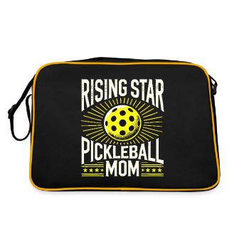 Pickleball Mama eines aufstrebenden Stars - Retro Tasche - Schwarz/Gold - Hinten