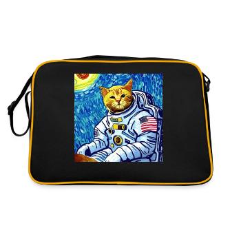 Chat astronaute Van gogh - Sac Retro - noir/or - Dos