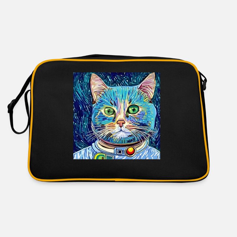 Astronaut Cat Van Gogh Retro Tasche