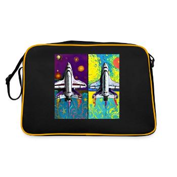 Space Shuttle Van Gogh - Retro Tasche - Schwarz/Gold - Hinten